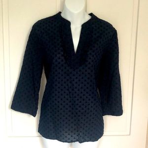 NWT Bright Navy Blue Clip Dot Popover Tunic Small Talbots Cotton